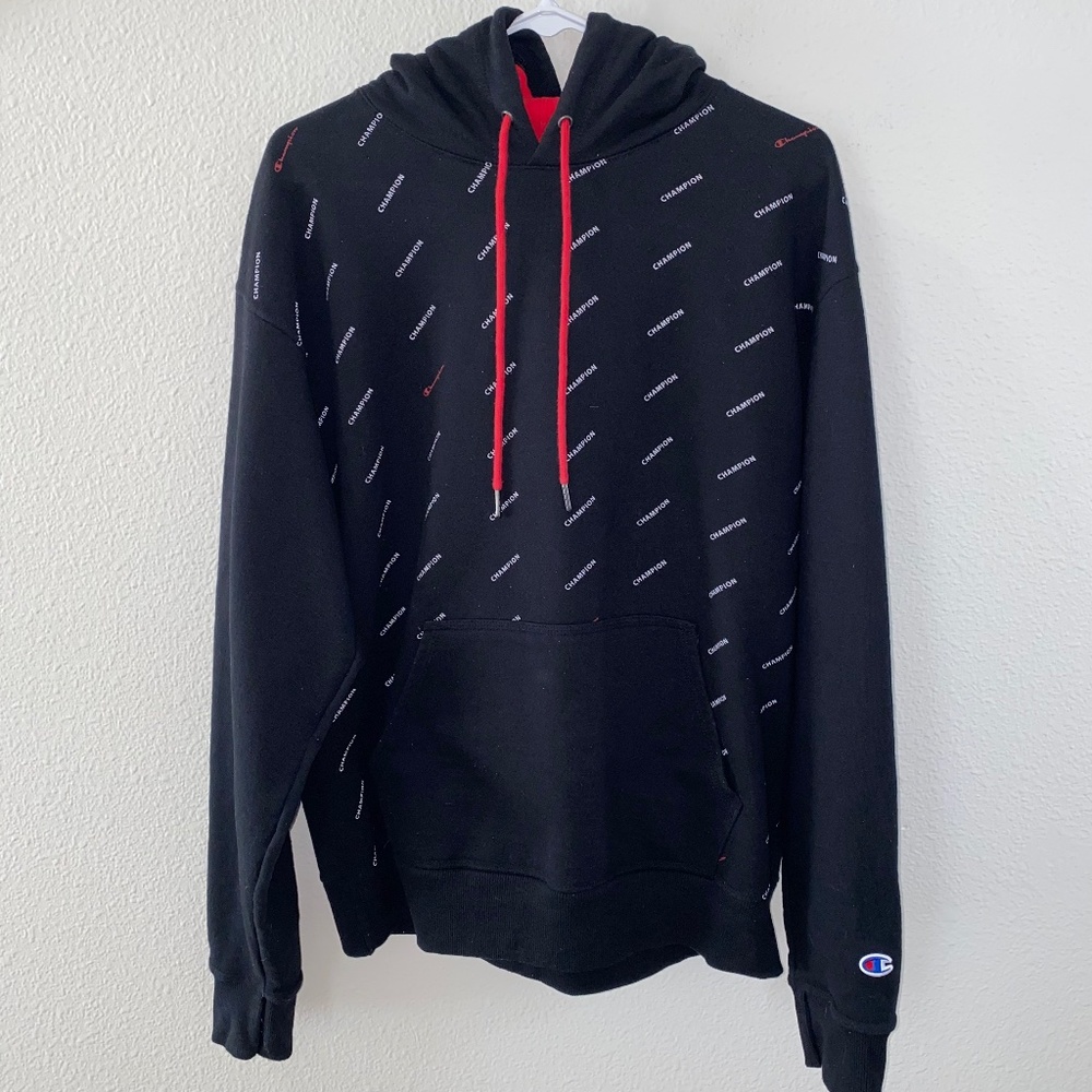 Mens Champion Pullover logo hoodie Size Large